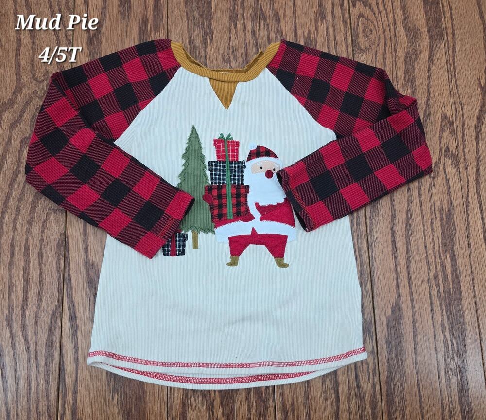 Mud Pie Alpine Christmas Santa with Gifts Long Sleeve